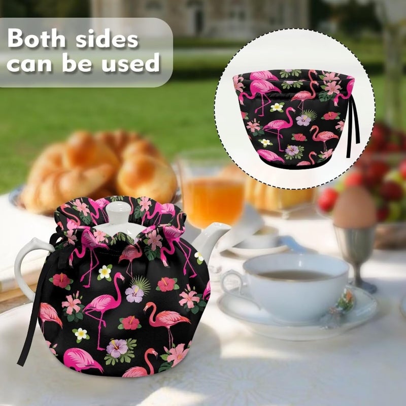Mintulipy Flamingo Tea Cozy Cotton Teapot Dust Cover Tea Cozies, Kitchen Home Decorative Tea Cosy with Insulation Pad for Housewife, Friend, Mom Home Kitchen Decor Tea Cozies - Image 4